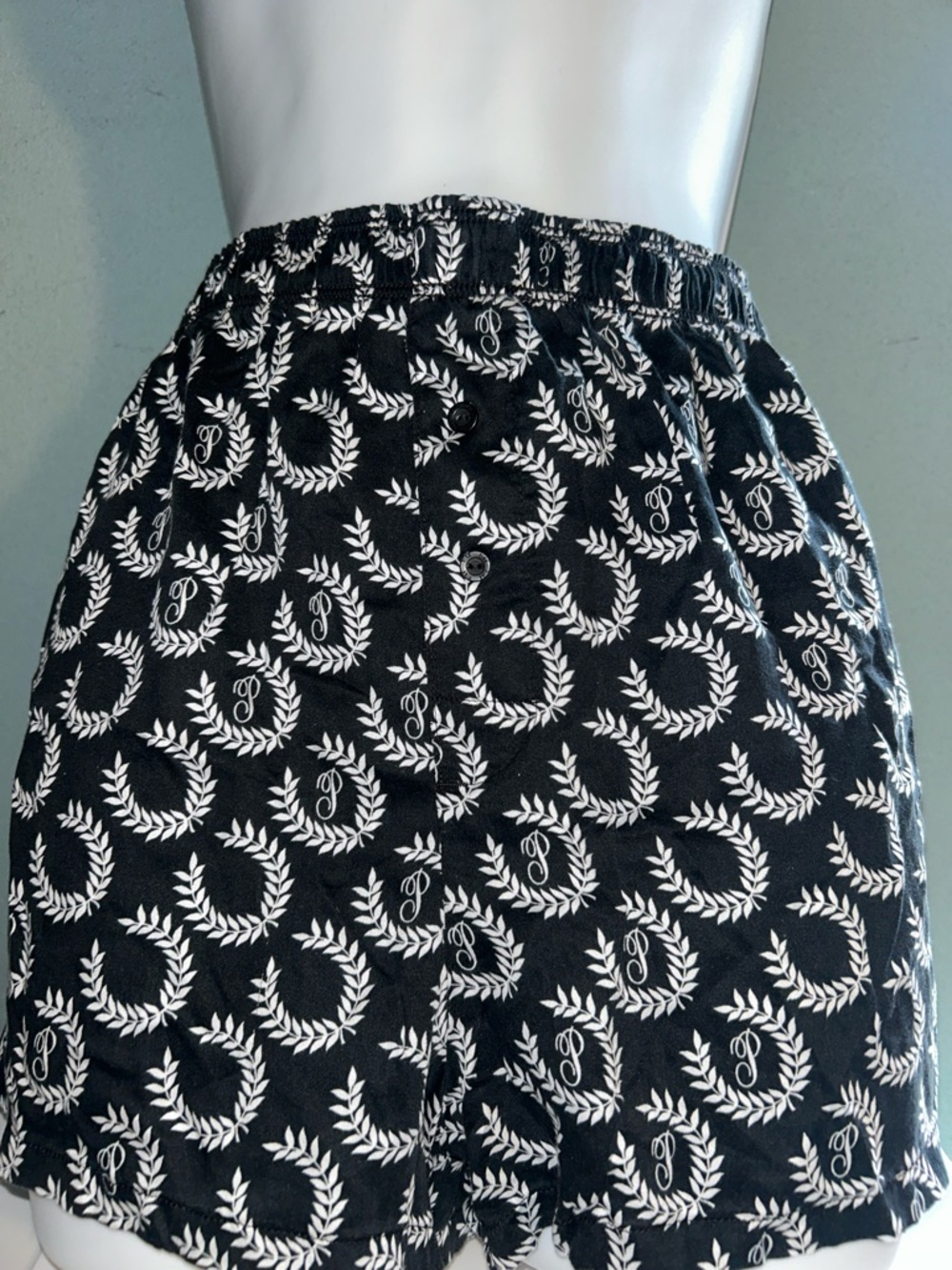 Victoria's Secret Black Shorts with White Laurel Print